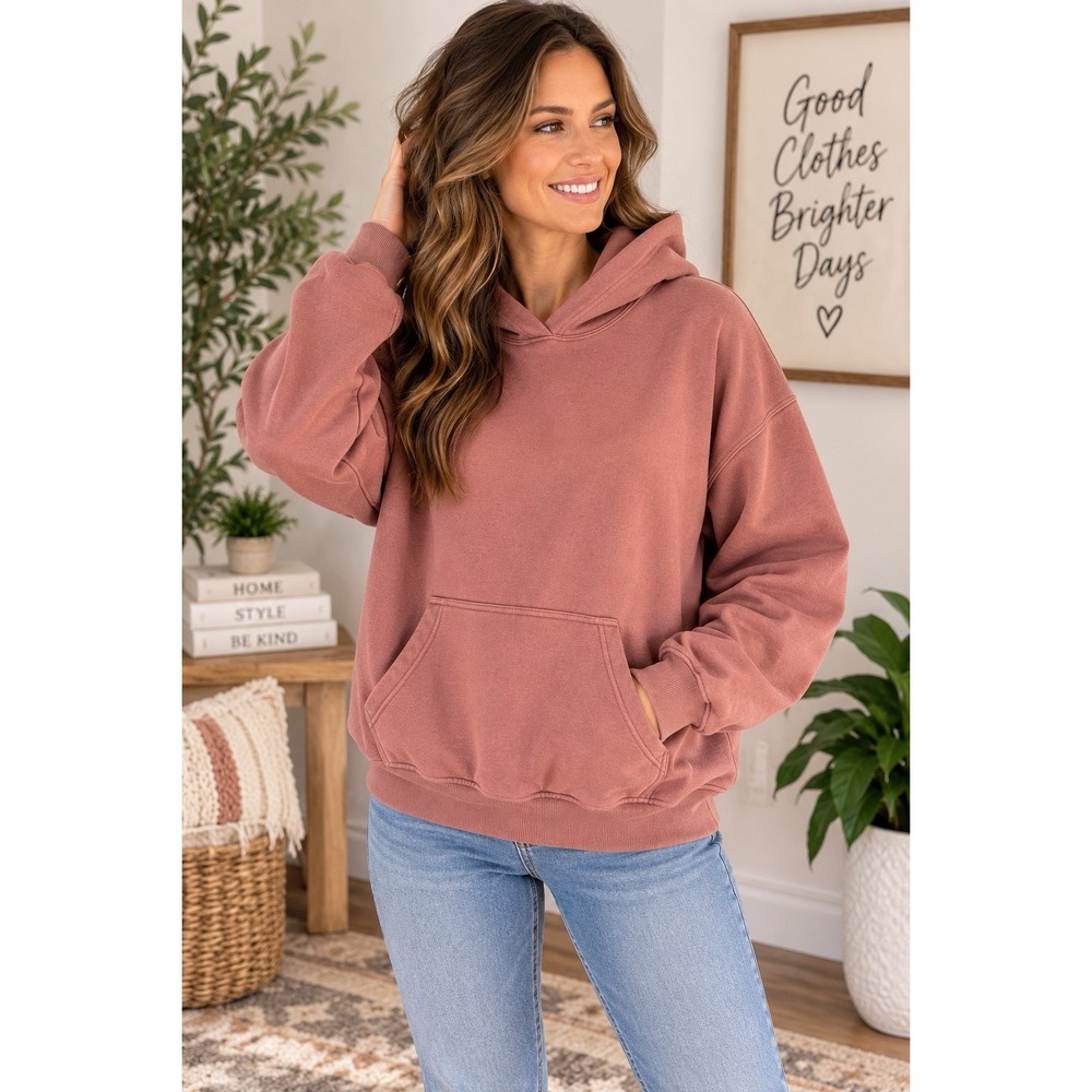 Abercrombie & Fitch Soft A&F Essentials Oversized Hoodie L Dusty Rose Pink